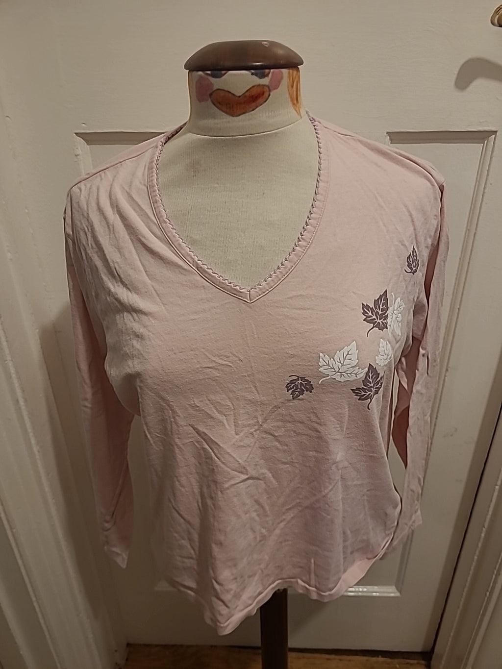 Ladies Damart Size Small Pink Floral Pyjama Top