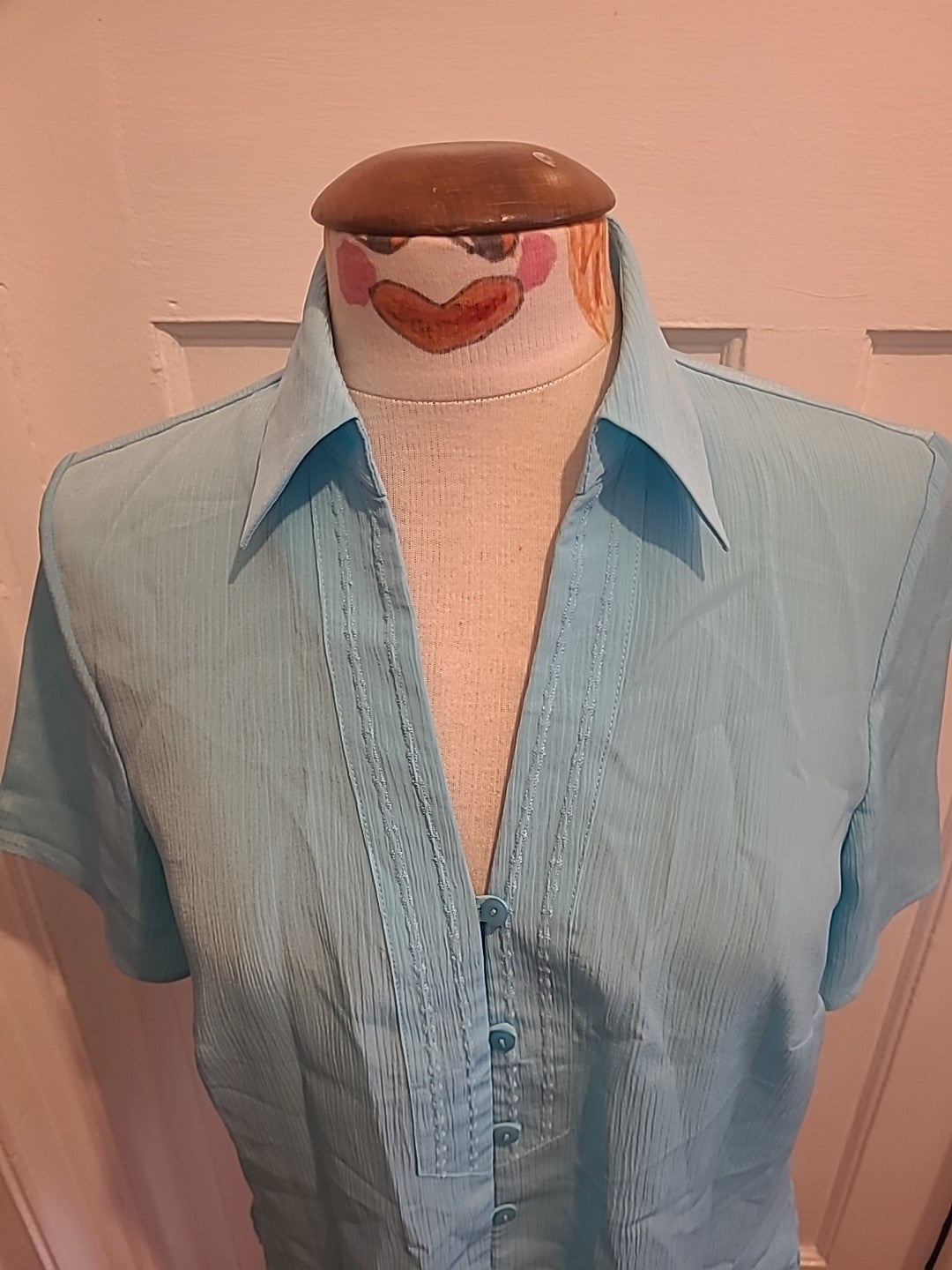 Marks And Spencer Size 12 Turquoise Short Sleeve Blouse