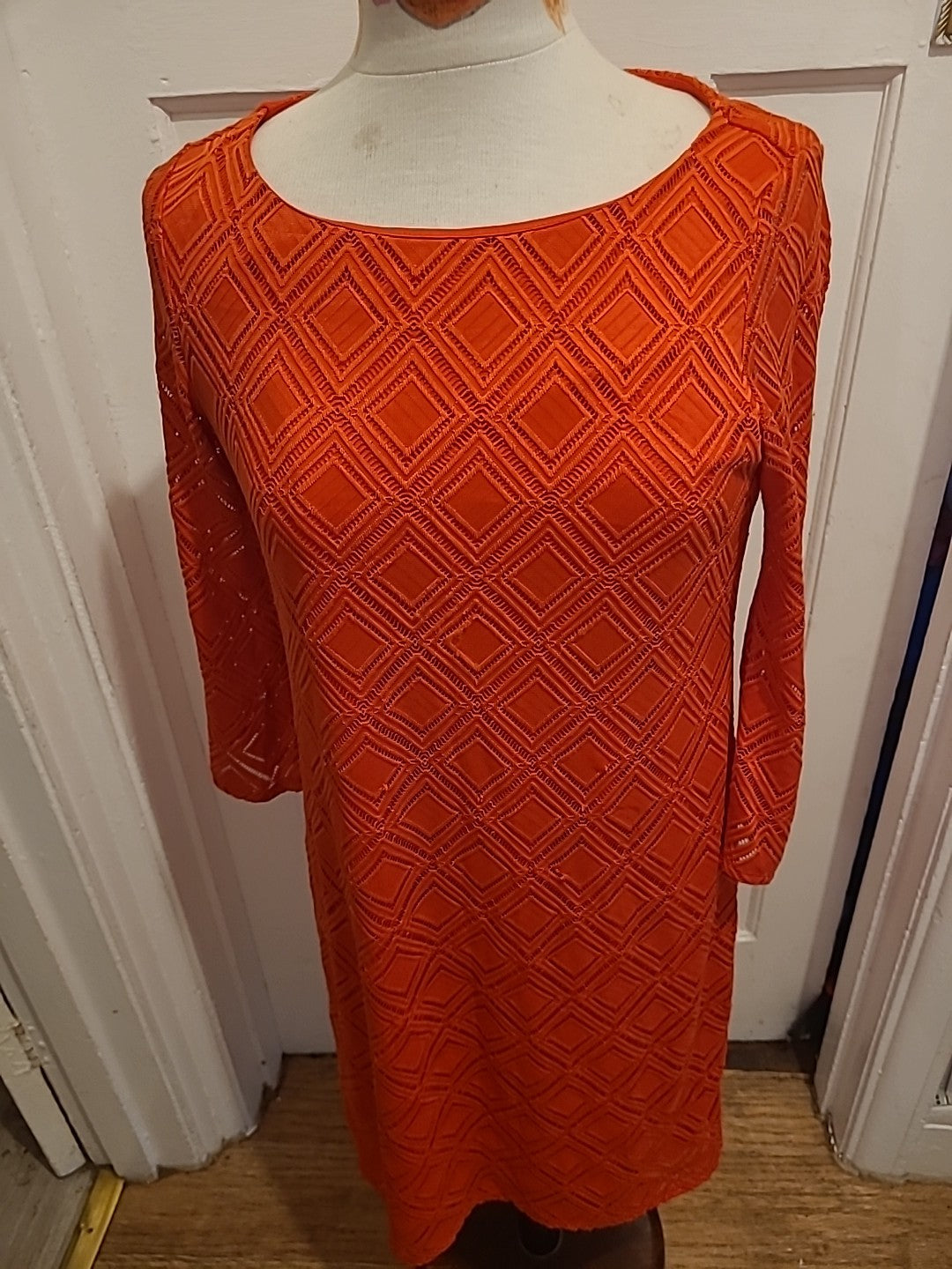 Ladies Principles Size 12 Orange Lined Short Sleeved Dress
