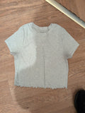 Primark XS Grey Scallop Hem Short Sleeve T-shirt