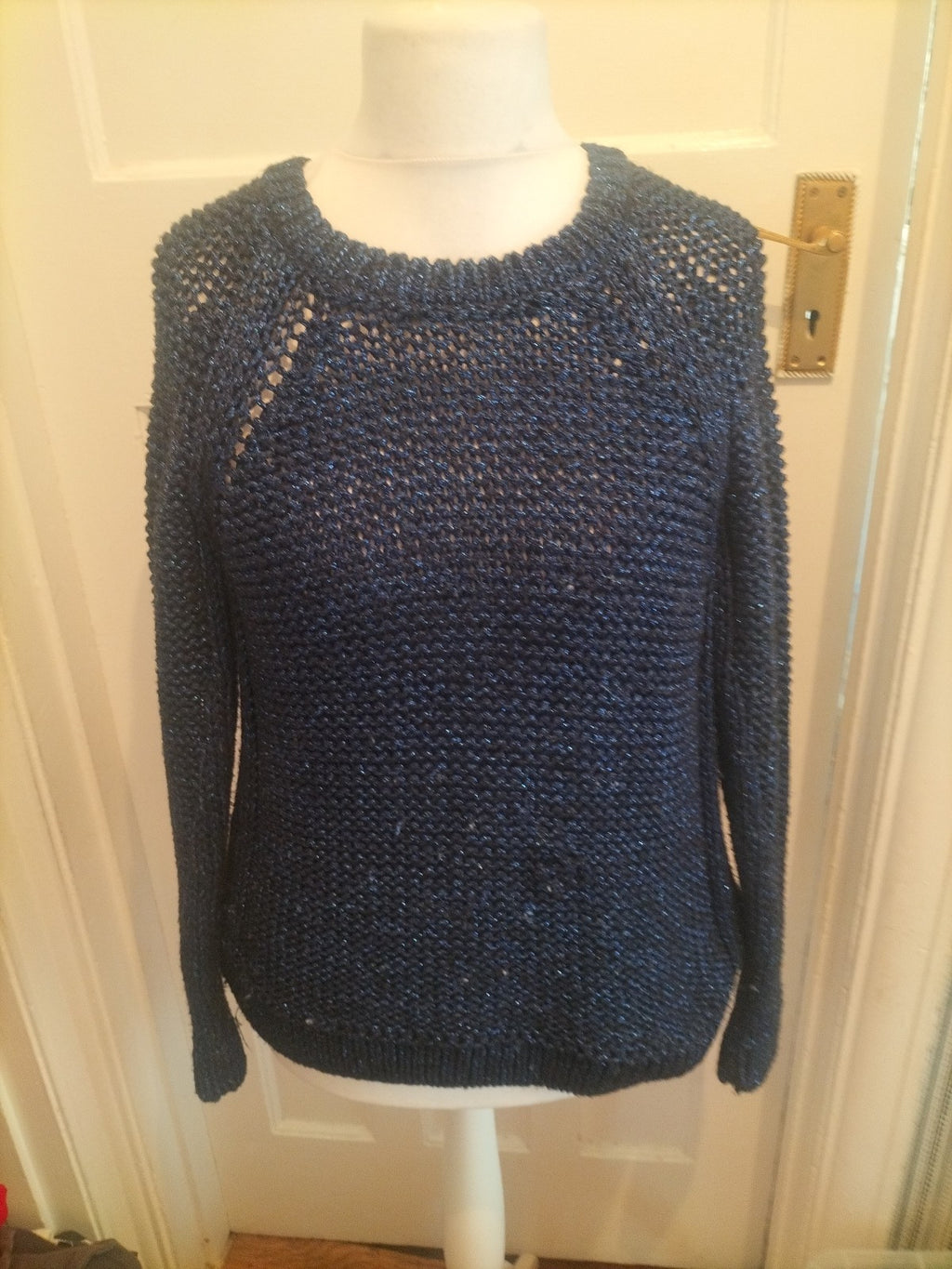 Ladies Limited Edition Size 12 Blue And Black Long Sleeved Jumper