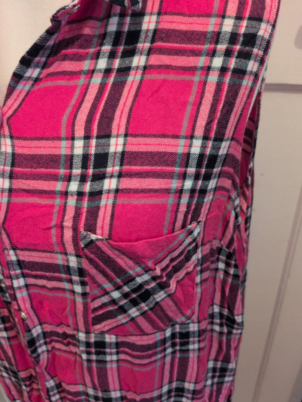 Marks And Spencer 20 Pink Check Collared Sleeveless Buttoned Dress
