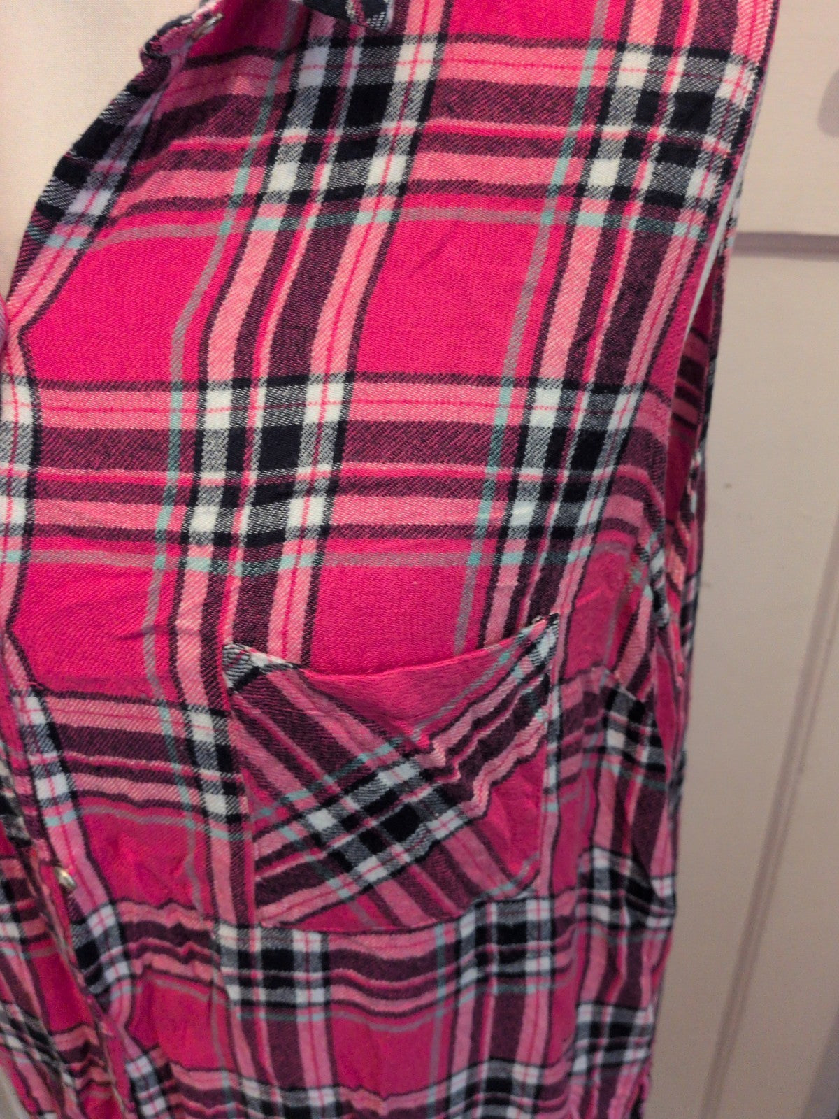 Marks And Spencer 20 Pink Check Collared Sleeveless Buttoned Dress