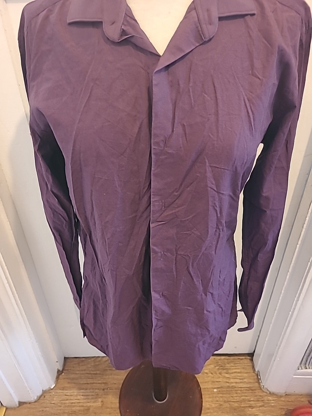 Mens Next 100% Cotton 15.5" Slim Fit Purple Shirt Long Sleeved