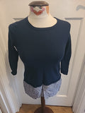 Ladies Crew Clothing Size 8 Navy With Detailed Hem Long Sleeved Blouse