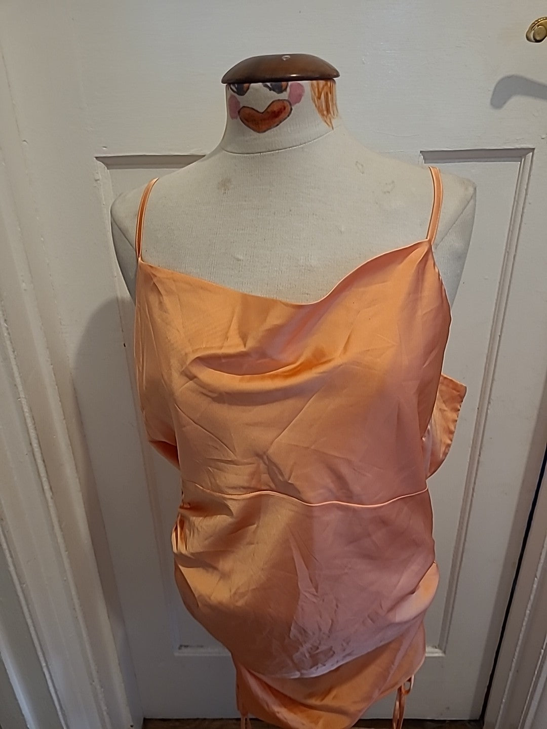 Ladies Missguided Size 12 Orange Sleeveless "Satin" Pencil Dress