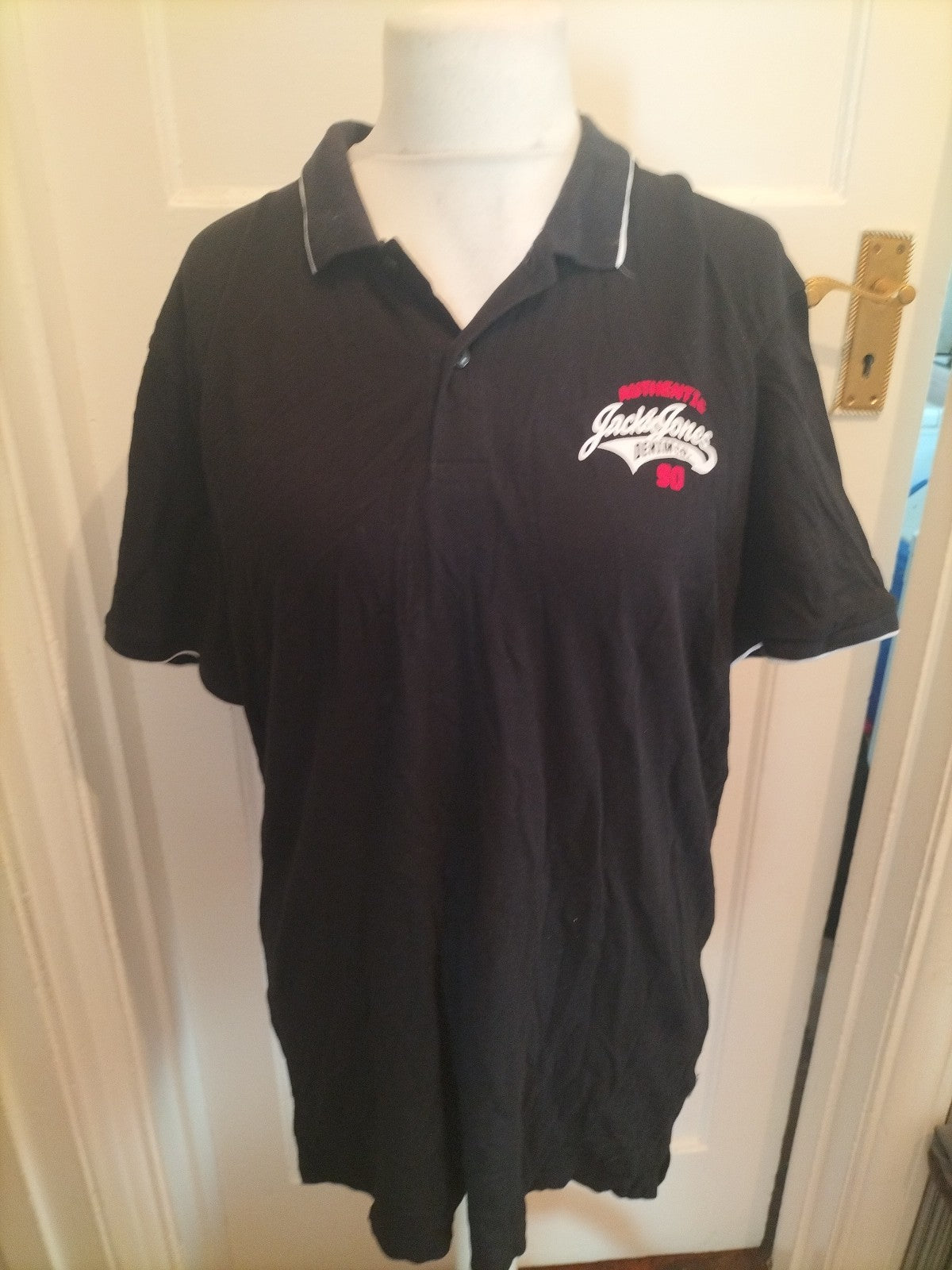Mens Jack&Jones Size 2XL Black Short Sleeved Polo