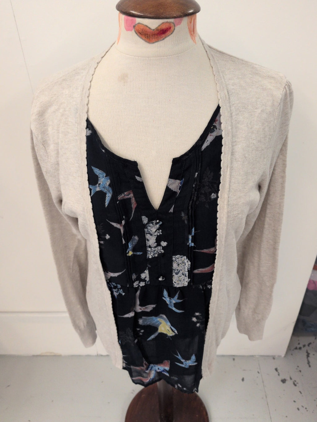 Next 16 Flax And Navy Long Sleeve Blouse