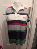 Maine New England Large Multi Stripe Short Sleeve Polo