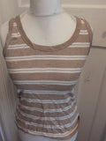 Tu 14 Sleeveless Pale Brown Stripe T-shirt