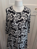 Tu 12 Black With White Floral Long Sleeve Knee Length Dress