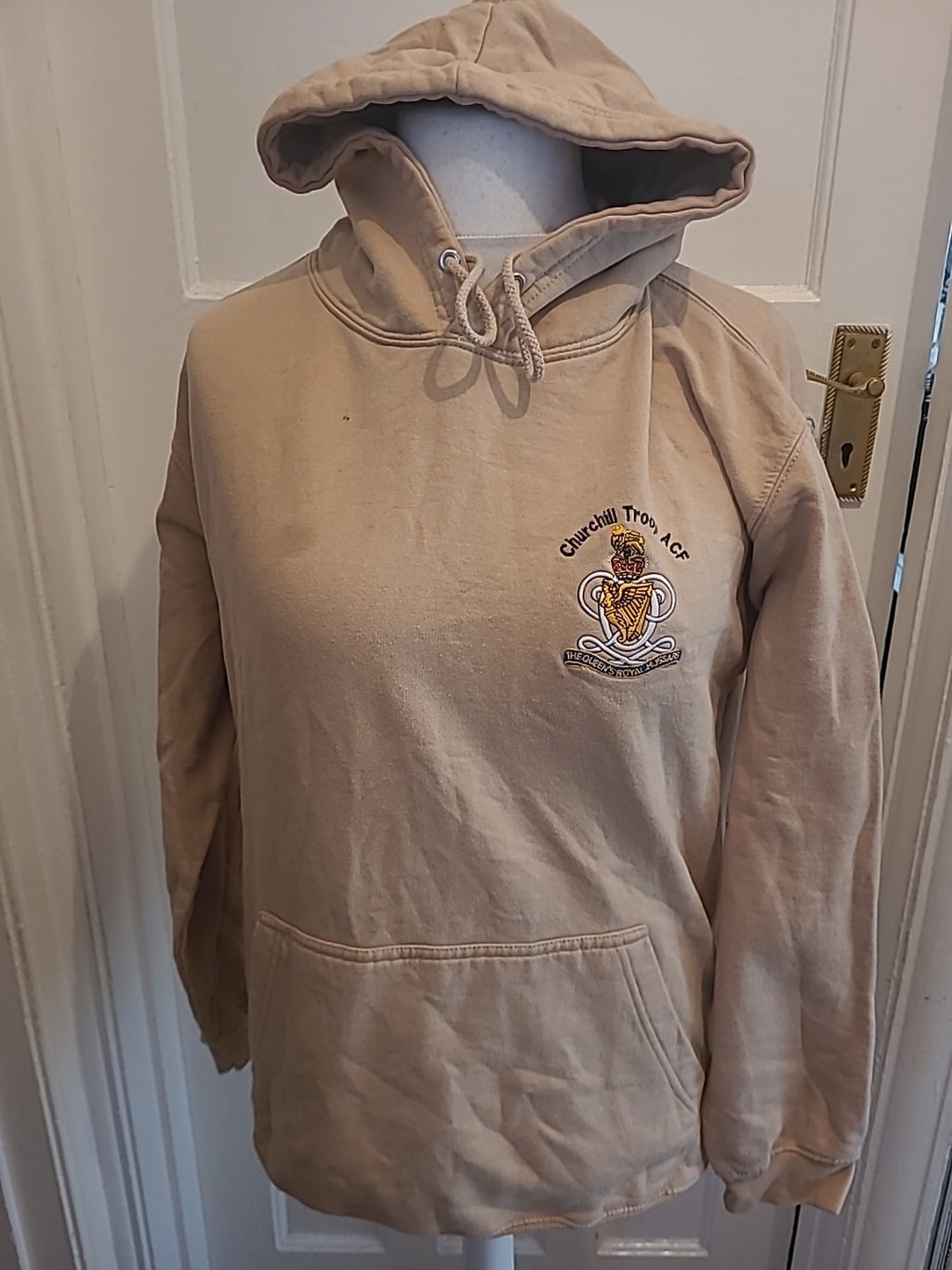 Mens Just Hoods Size Medium Beige Printed Pullover Jumper