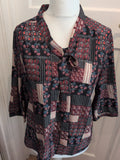 M/L Dark Aztec Pattern Long Sleeve Blouse