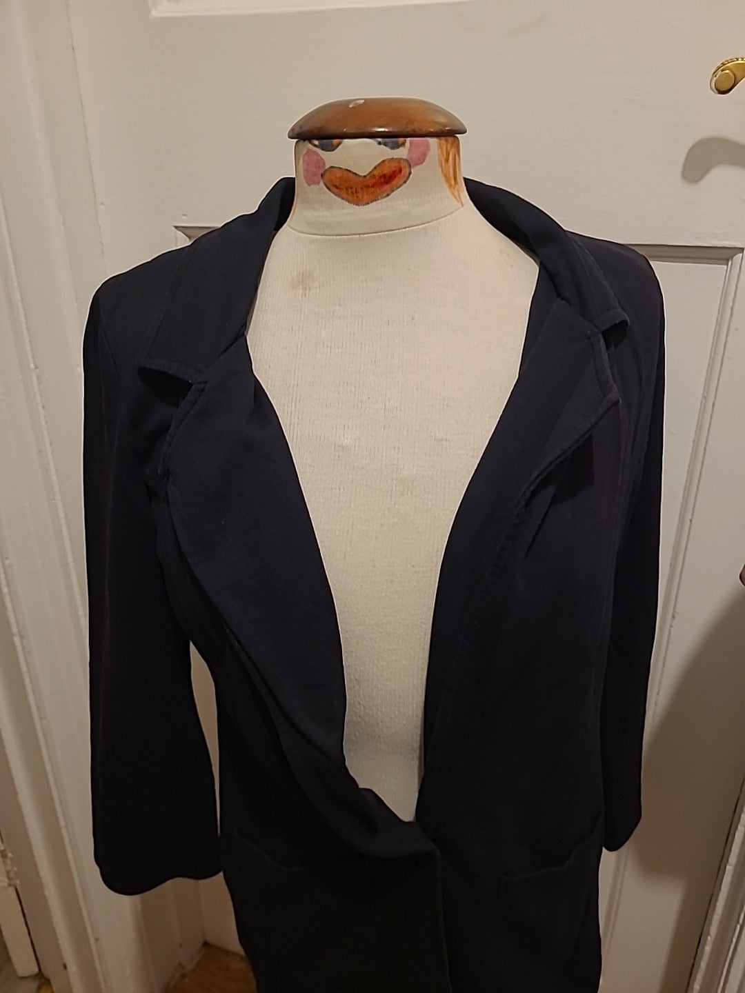 Ladies Denim&Co Size 8 Black Boyfriend Blazer