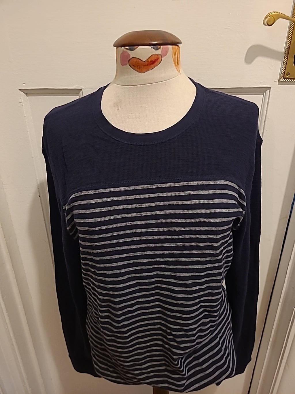 Mens M&S Size Medium Navy Mix Long Sleeve Top
