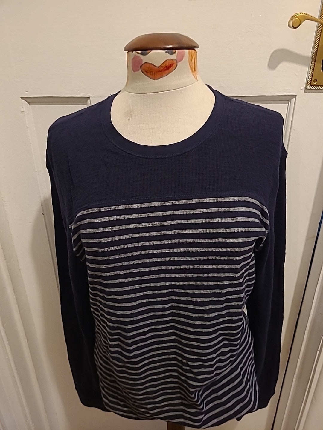 Mens M&S Size Medium Navy Mix Long Sleeve Top