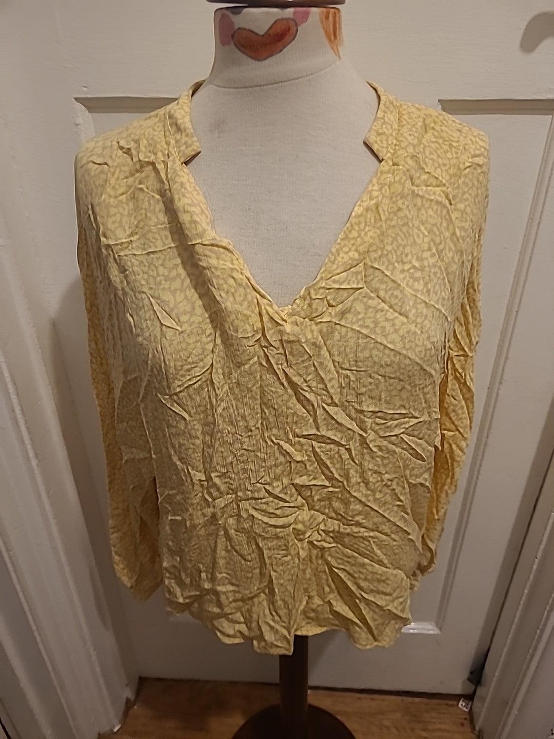 Ladies F&F Size 12 Yellow Pink Long Sleeved Blouse