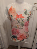 Atmosphere Primark 12 White Flowers Short Sleeve Blouse