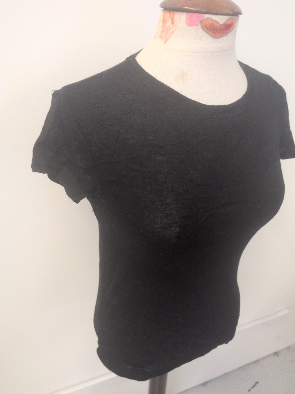 Ladies Primark Size 12 Black Shirt Sleeve Plain T-shirt