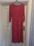 Ladies White Stuff Size 10 Red Mid Sleeved Scoop Neck Dress
