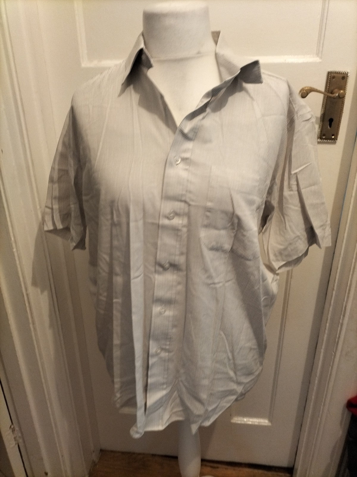 Ladies Marks And Spencer Tailoring 16.5 Beige Ivory Striped Cotton Rich Non Iron