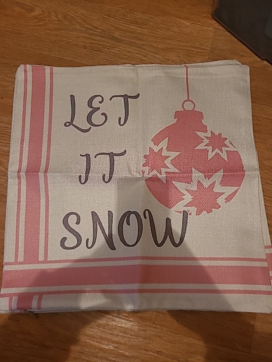 Brand New Pink/Beige "Let It Snow" Cushion Covers Christmas Set Of 3