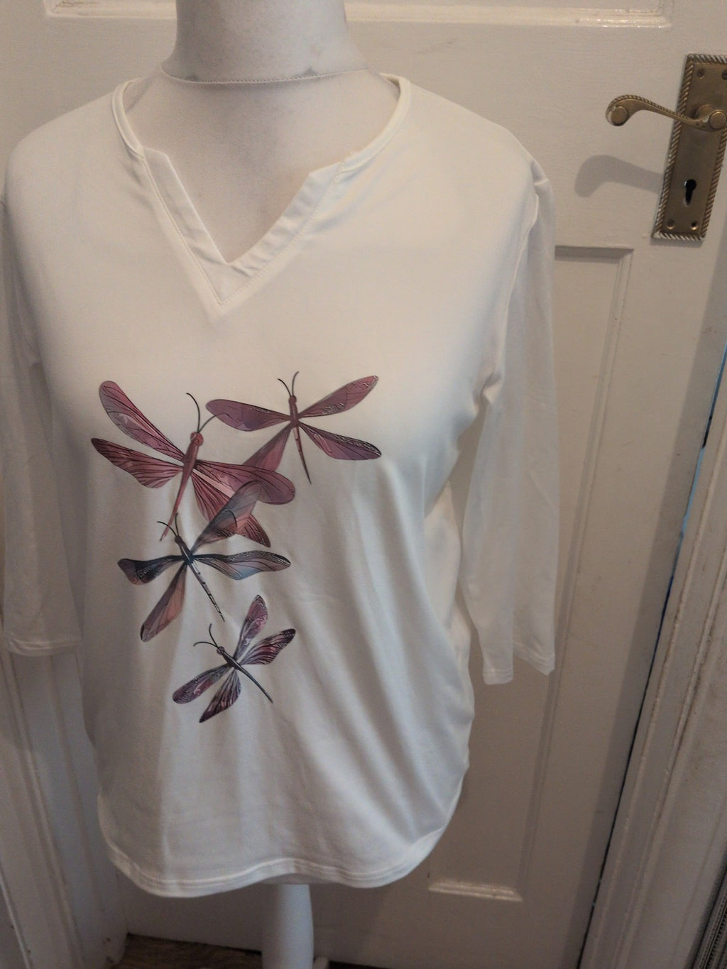 Ladies Size Large White Insect Long Sleeve T-shirt