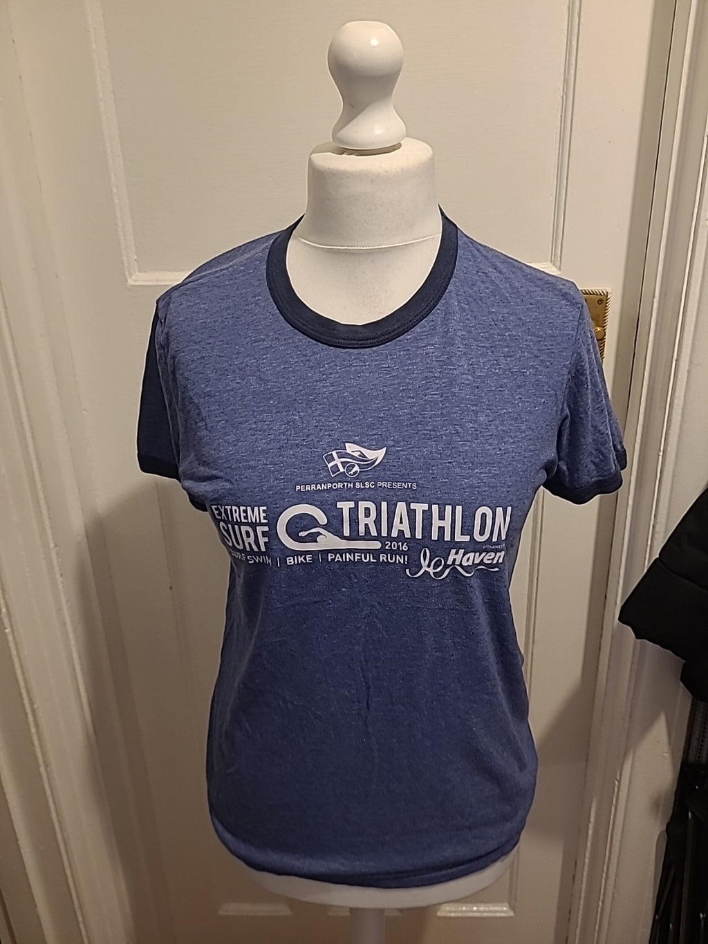Mens Anvil Size Medium Navy Blue Triathlon Print Tshirt
