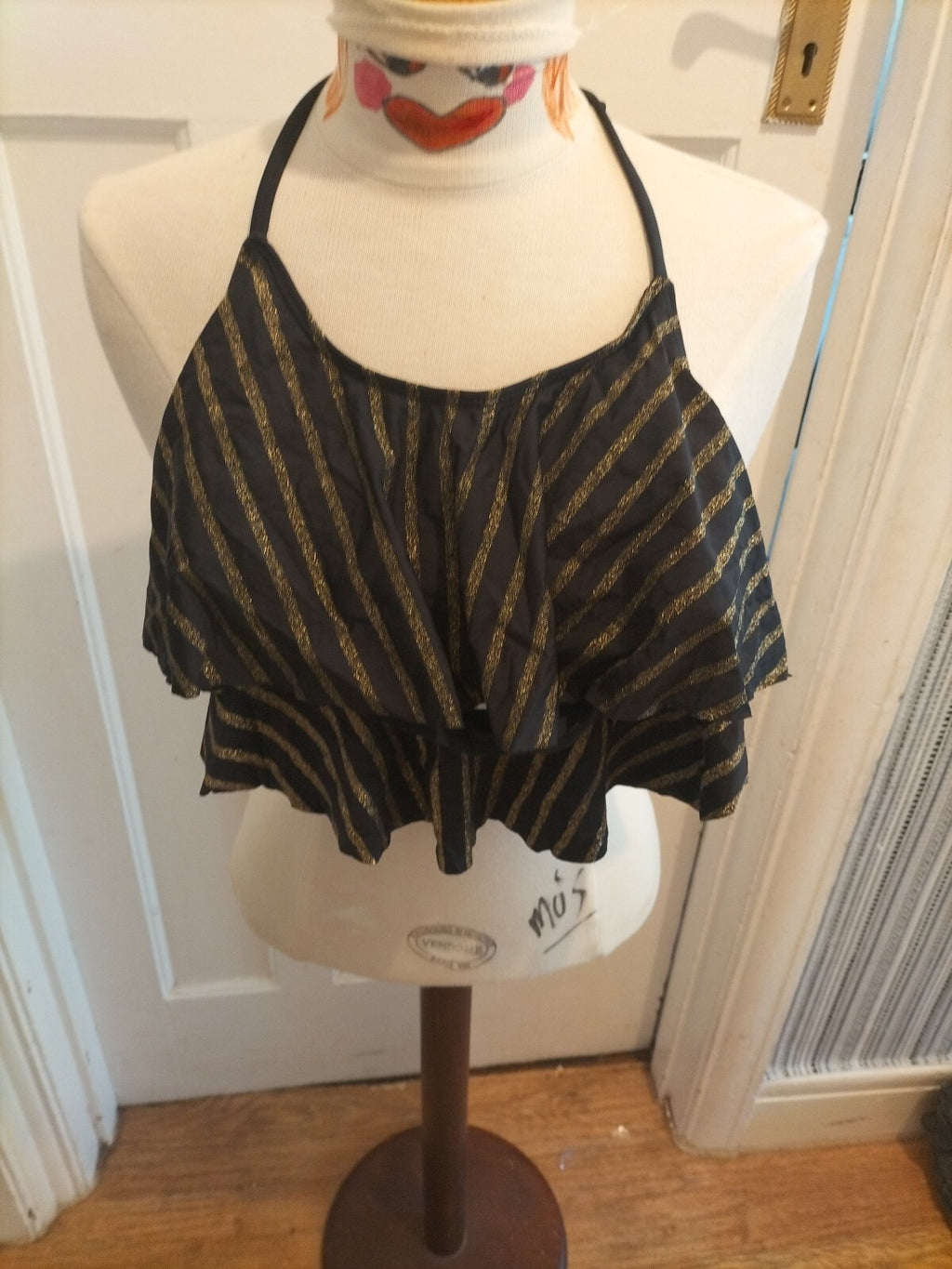 Ladies Miss Selfridge Size 10 Gold/Black Halterneck