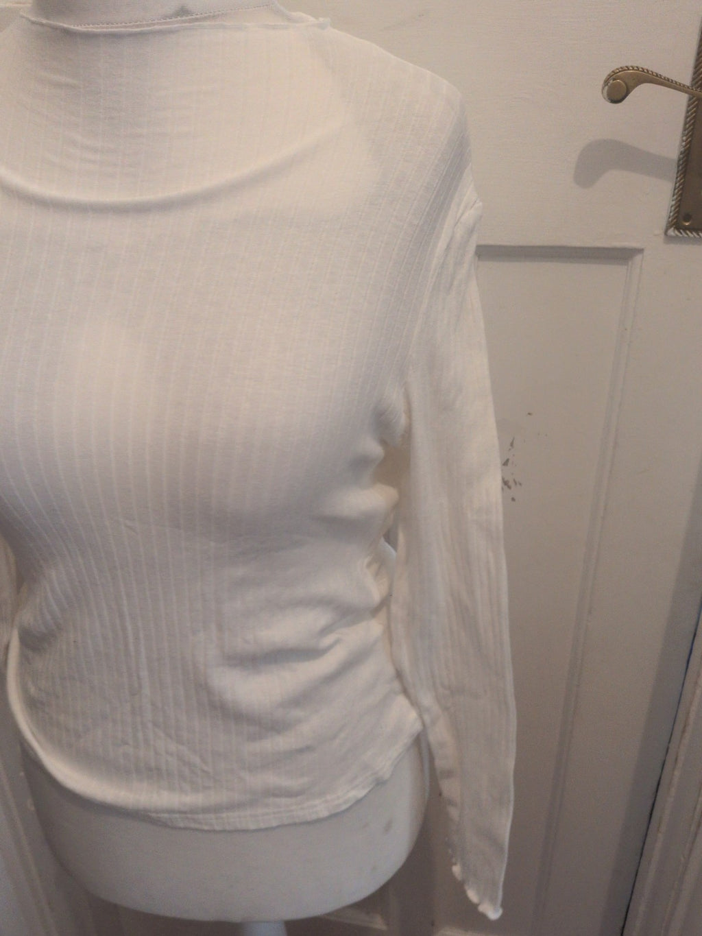 Shein Large White Scollopped Hems Long Sleeve Blouse