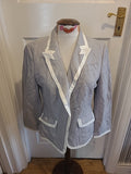 Ladies Principles Size 14 Grey White Trim Padded Blazer