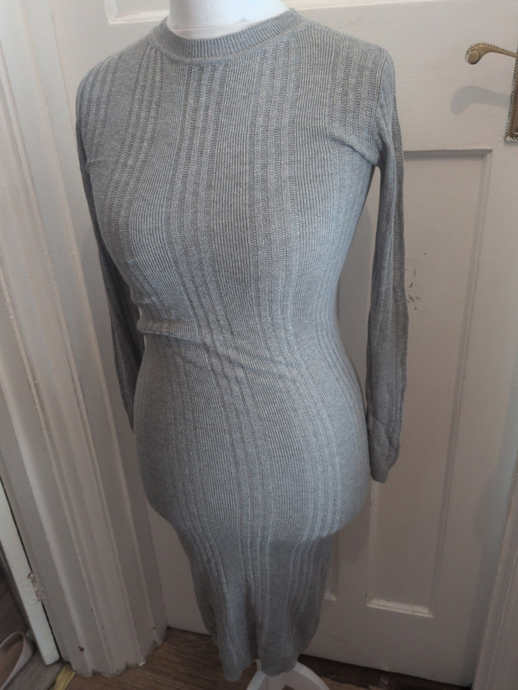Primark 8 Grey Long Length Long Sleeve Pencil Dress