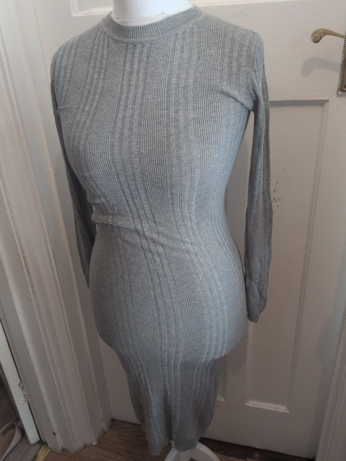 Primark 8 Grey Long Length Long Sleeve Pencil Dress