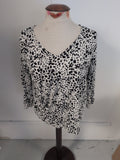 Tu 14 Black And White Leopard Print Long Sleeve Blouse