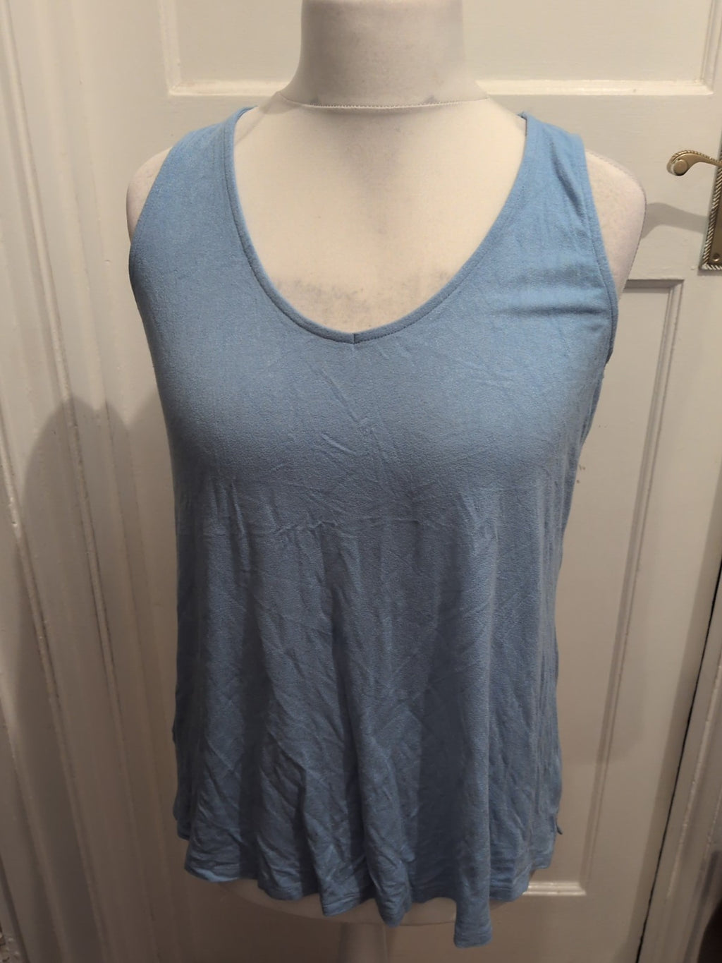 XL Blue Sleeveless Scoop V Neck Vest Top