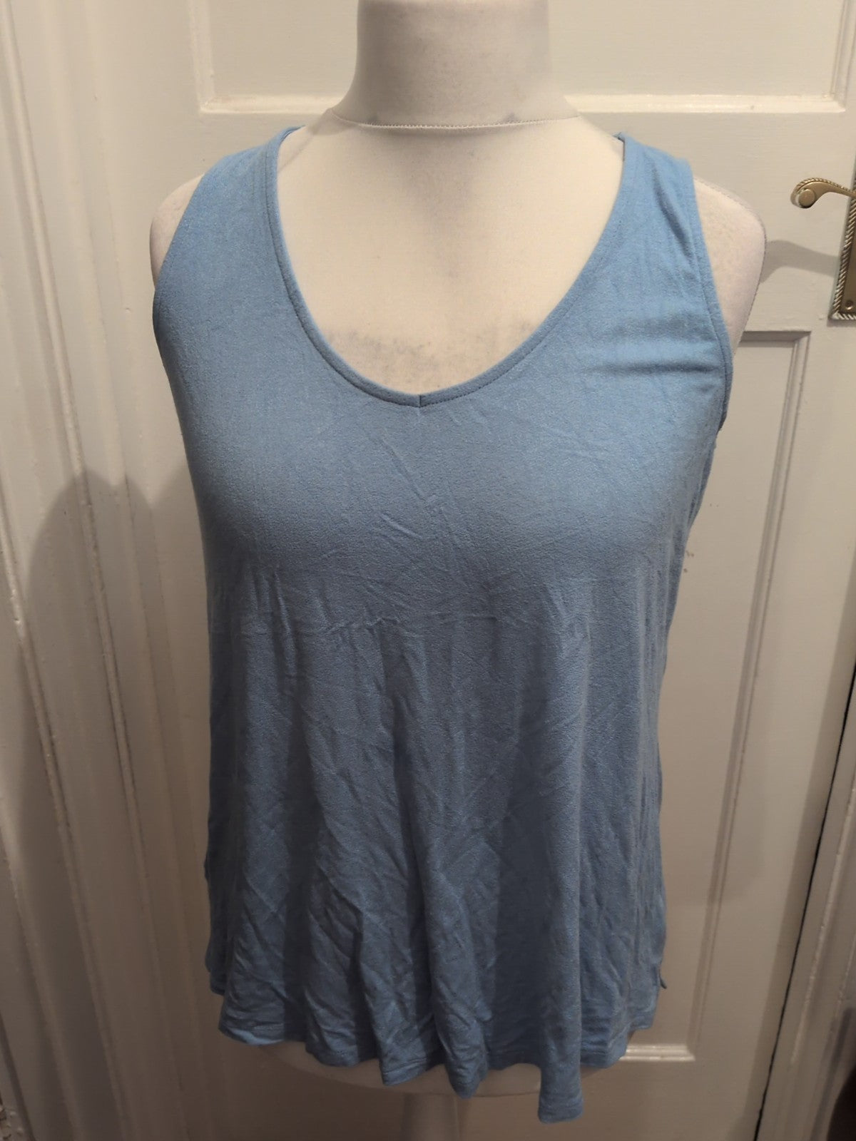 XL Blue Sleeveless Scoop V Neck Vest Top