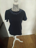 Ladies Bm Casuals Size Small Navy Short Sleeved Blouse