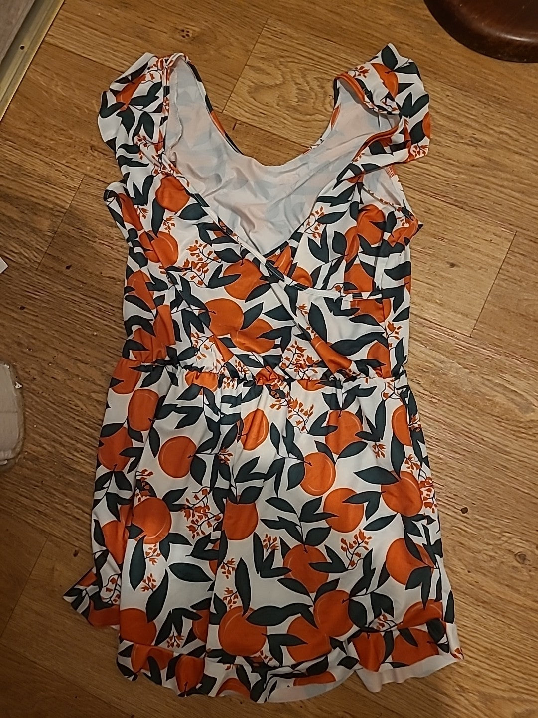 Ladies Size Medium Orange Sleeveless V Neck Playsuit