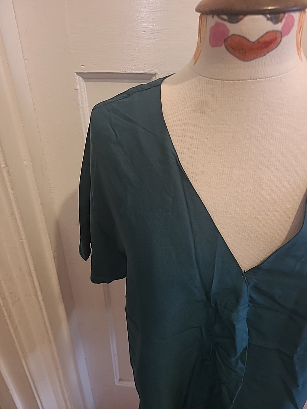 Ladies Natura Size XS Bottle Green Short Sleeved Blouse
