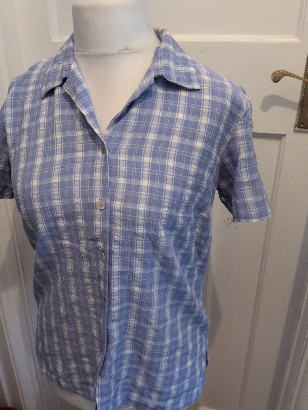 Sara Woman 10-12 Purple/White Short Sleeve Pyjama Top