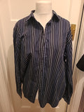 Mens Tu Size XL Black/Grey/Blue Striped Shirt Long Sleeved