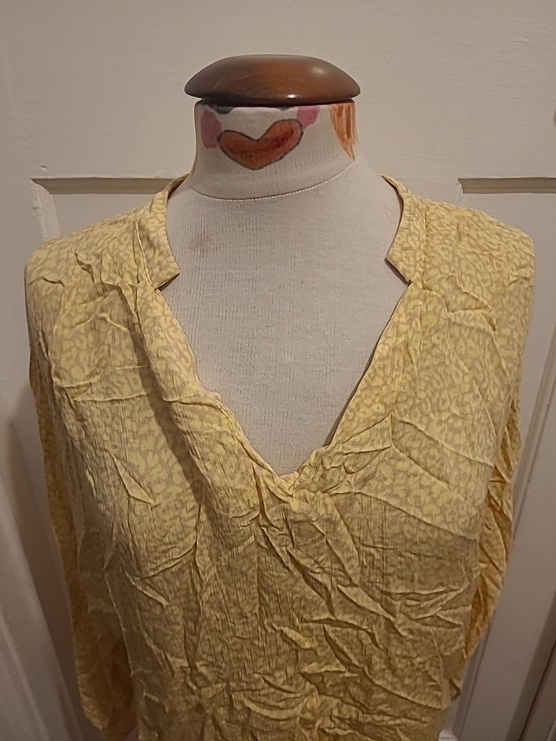 Ladies F&F Size 12 Yellow Pink Long Sleeved Blouse