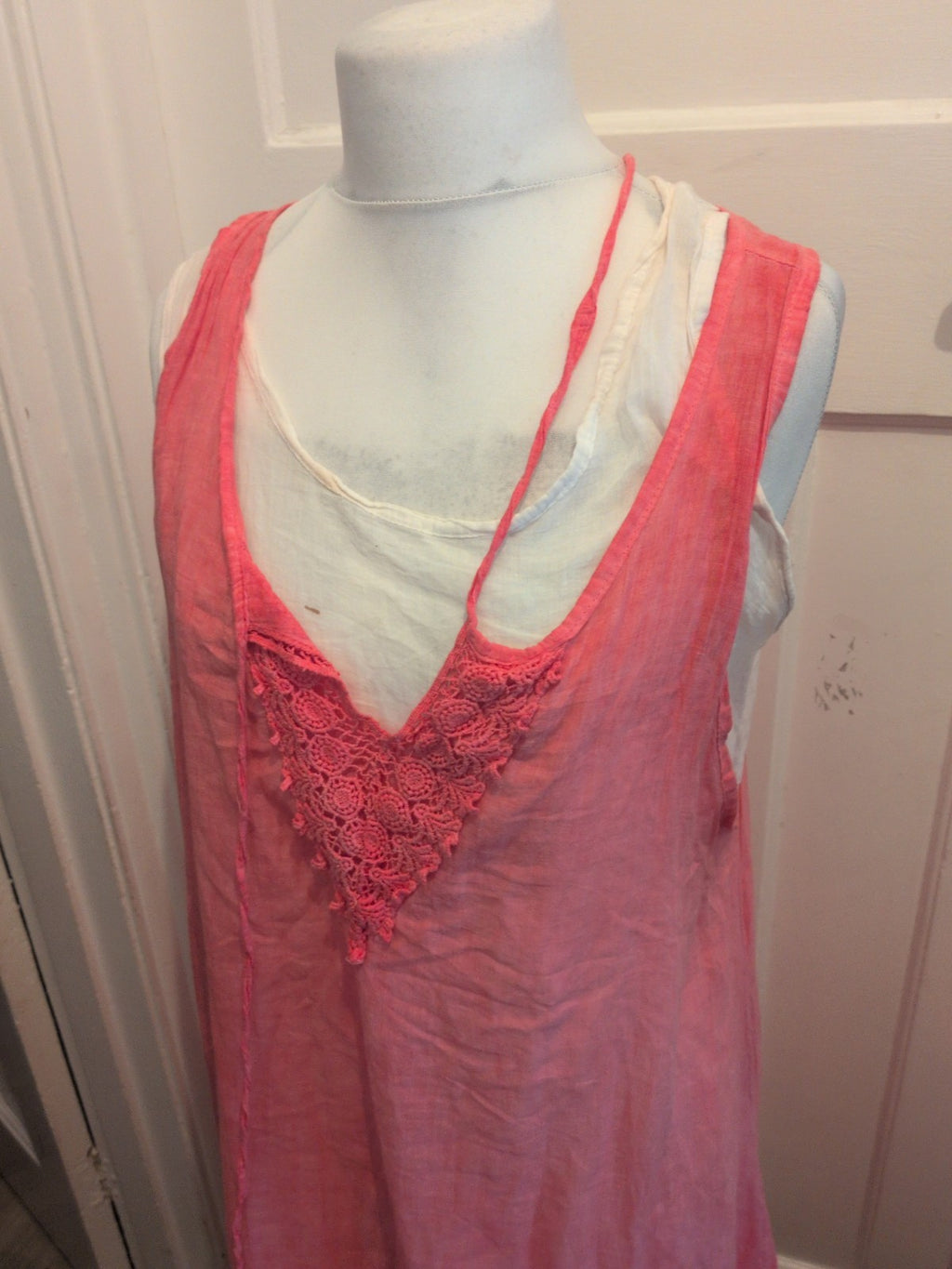 Fermella Large Pink With White Lining Sleeveless Dress