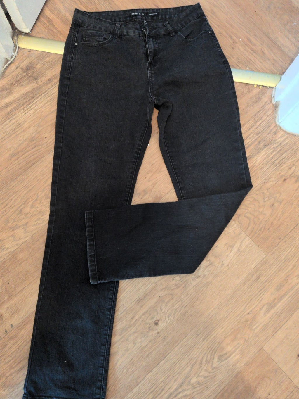 Ladies Denim By TU Size 10r Straight Black Jeans