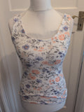 Divided Medium White Floral Sleeveless Blouse