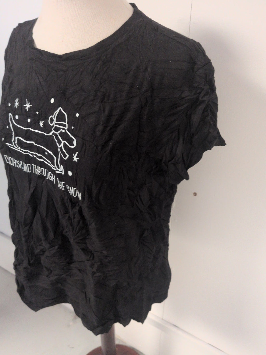 Ladies Primark Size 18-20 Black Print Christmas Pyjama Top