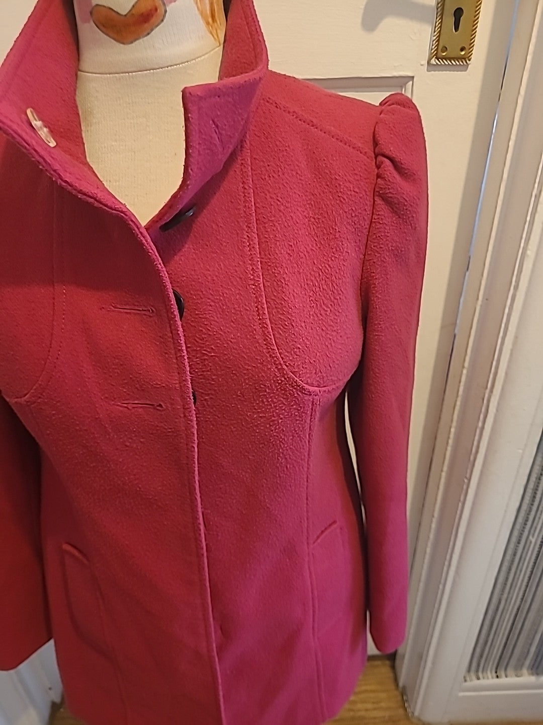 Ladies F&F Size 12 Crimson Lined Buttoned Coat