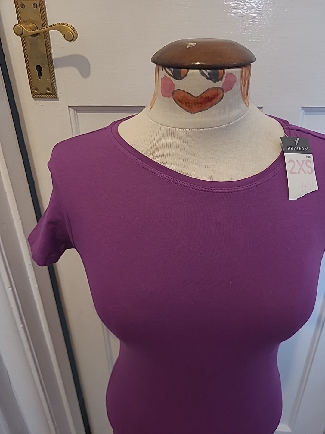 Brand New Ladies Primark Size 2XS Purple Stretch Crew Tshirt