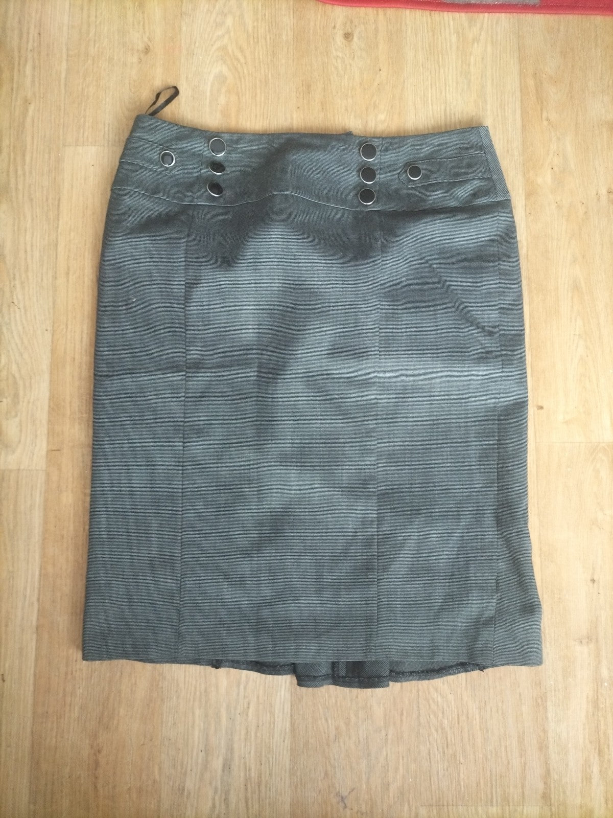 Ladies Debenhams Size 14 Black Dotted Lined Pencil Skirt