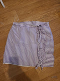 Ladies Tu Size 16 Purple And White Striped Lined Skirt